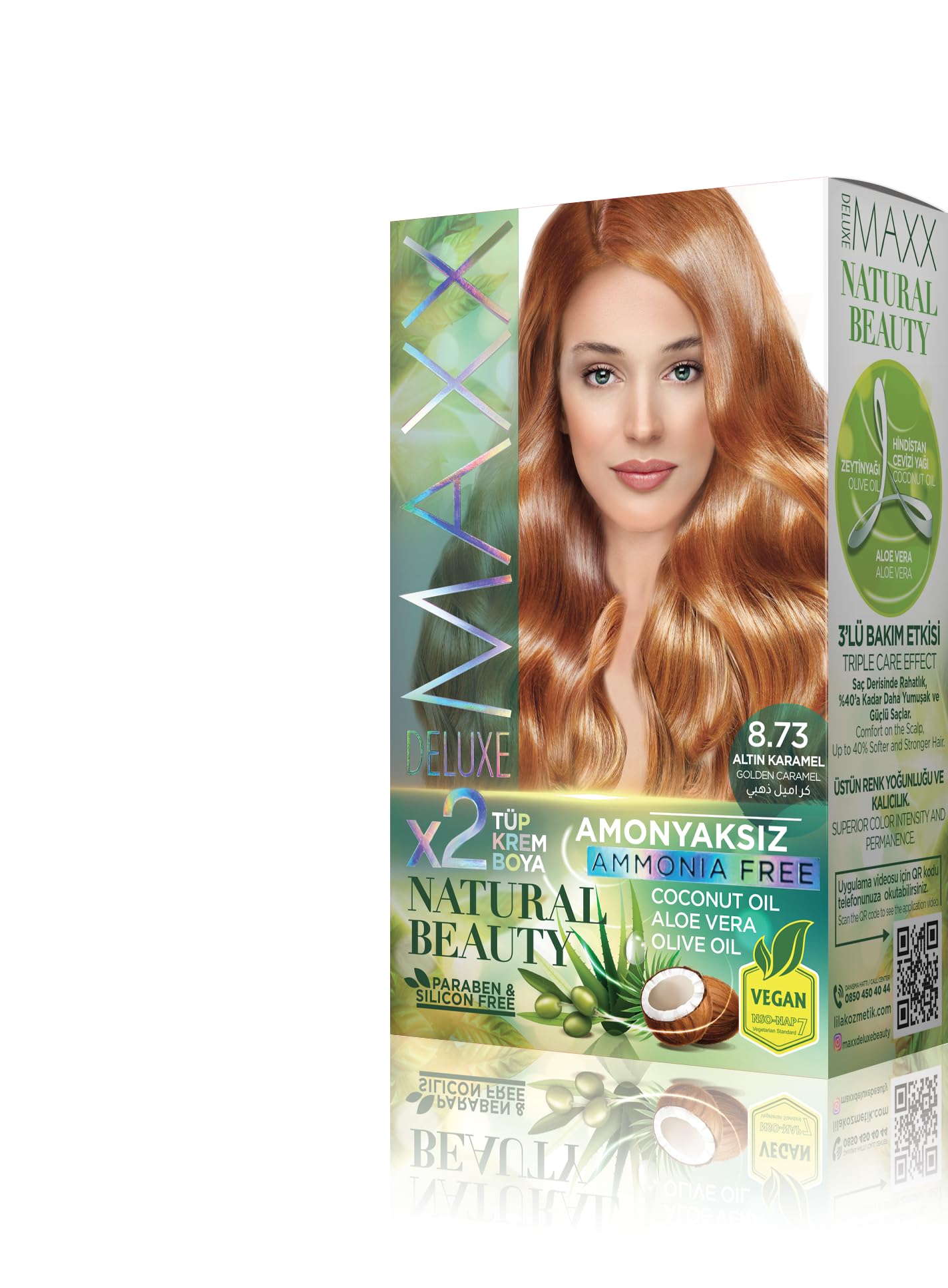 Maxx Deluxe Natural Beauty Amonyaksız Set Saç Boyası 8.73 Altın Karamel