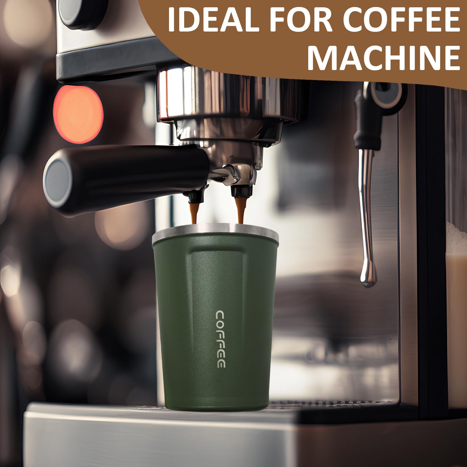 Paquete de 4 vasos de café aislados con tapa, taza de café de viaje de acero inoxidable de 17 onzas, taza de café reutilizable para mantener bebidas frías y calientes para coche, diario