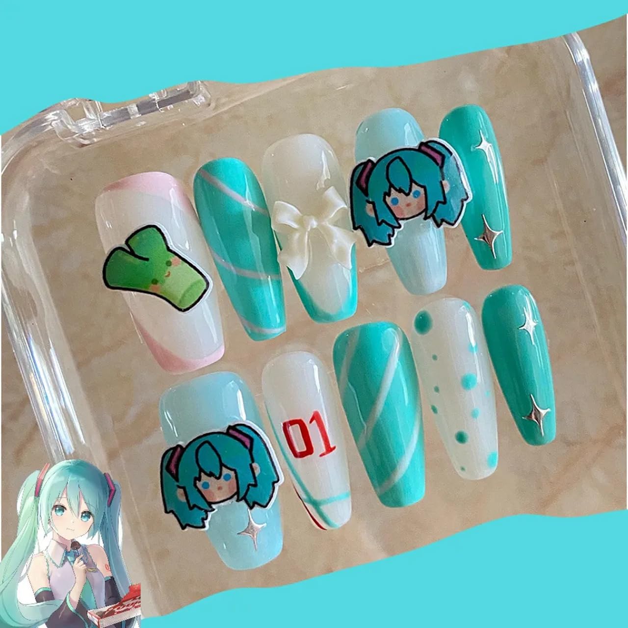 Amazon.co.jp: 初音ミク ネイルチップ 手作り 付け爪 10枚入