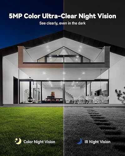 Miniatura 4 de Jennov Sistema de cámara de seguridad inalámbrica de 5 MP con monitor, kit NVR de 8 canales con 4 cámaras alimentadas por tomacorriente, disco duro