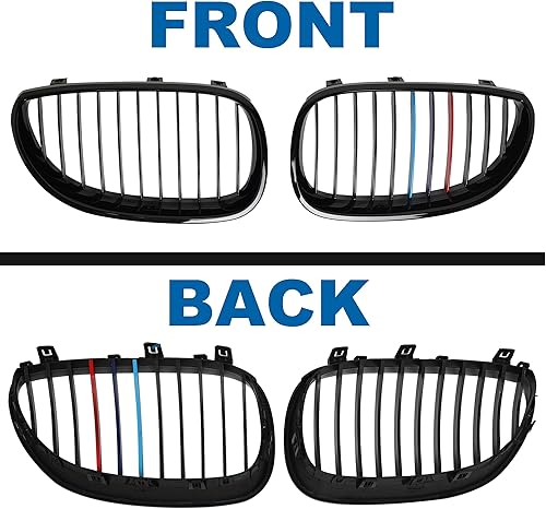 Miniatura 78 de Rejilla frontal F10 para riñón con doble listón, color negro brillante, compatible con BMW Serie 5 2010-2017, F10, F11, F18, Sedan 520i, 528i, 535d
