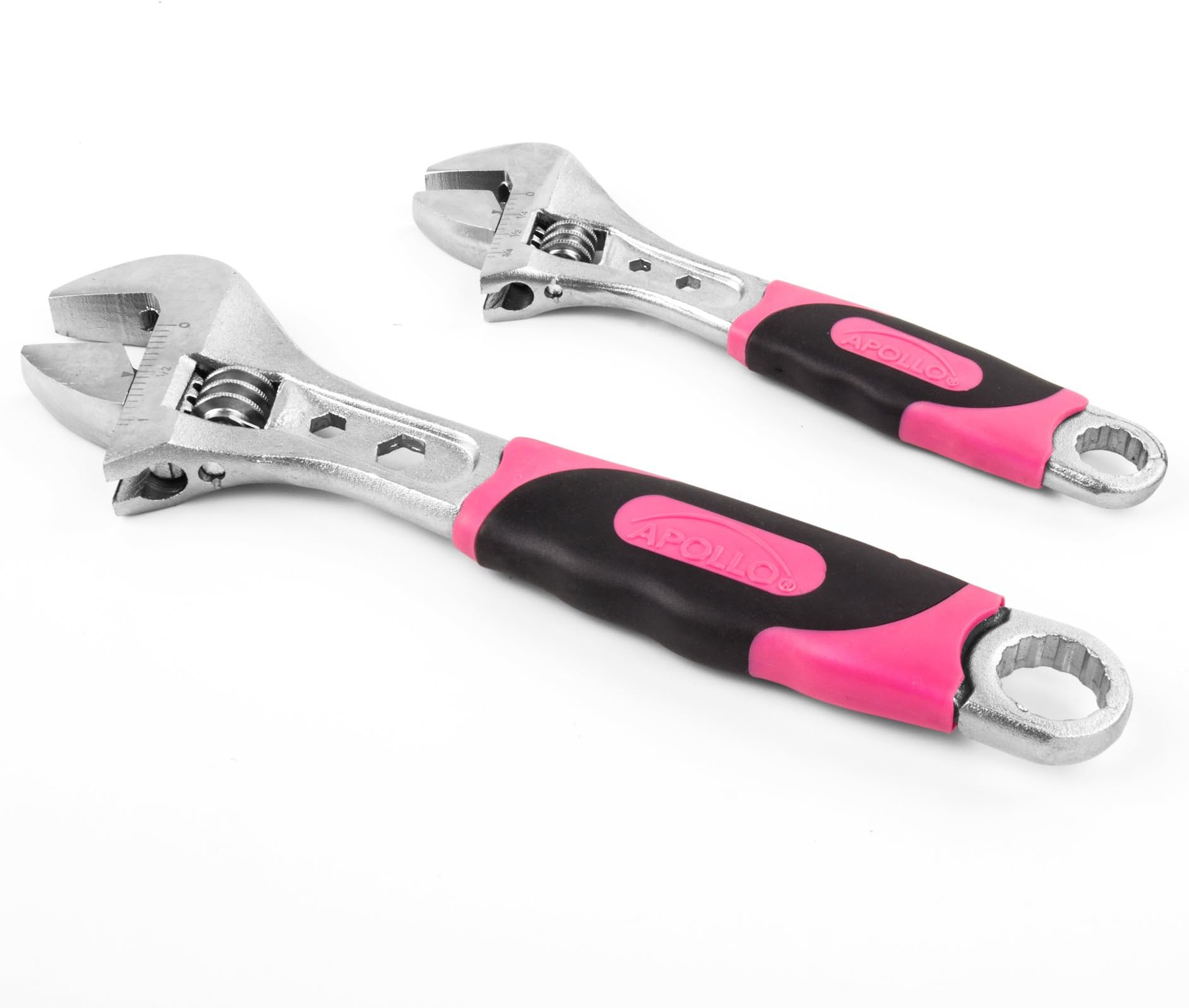 Apollo Tools Set of 2 Pink Adjustable Wrenches. Great for DIY Repairs and Maintenance, Plumbing, Automotive - Pink Ribbon - Pink - DT5007P