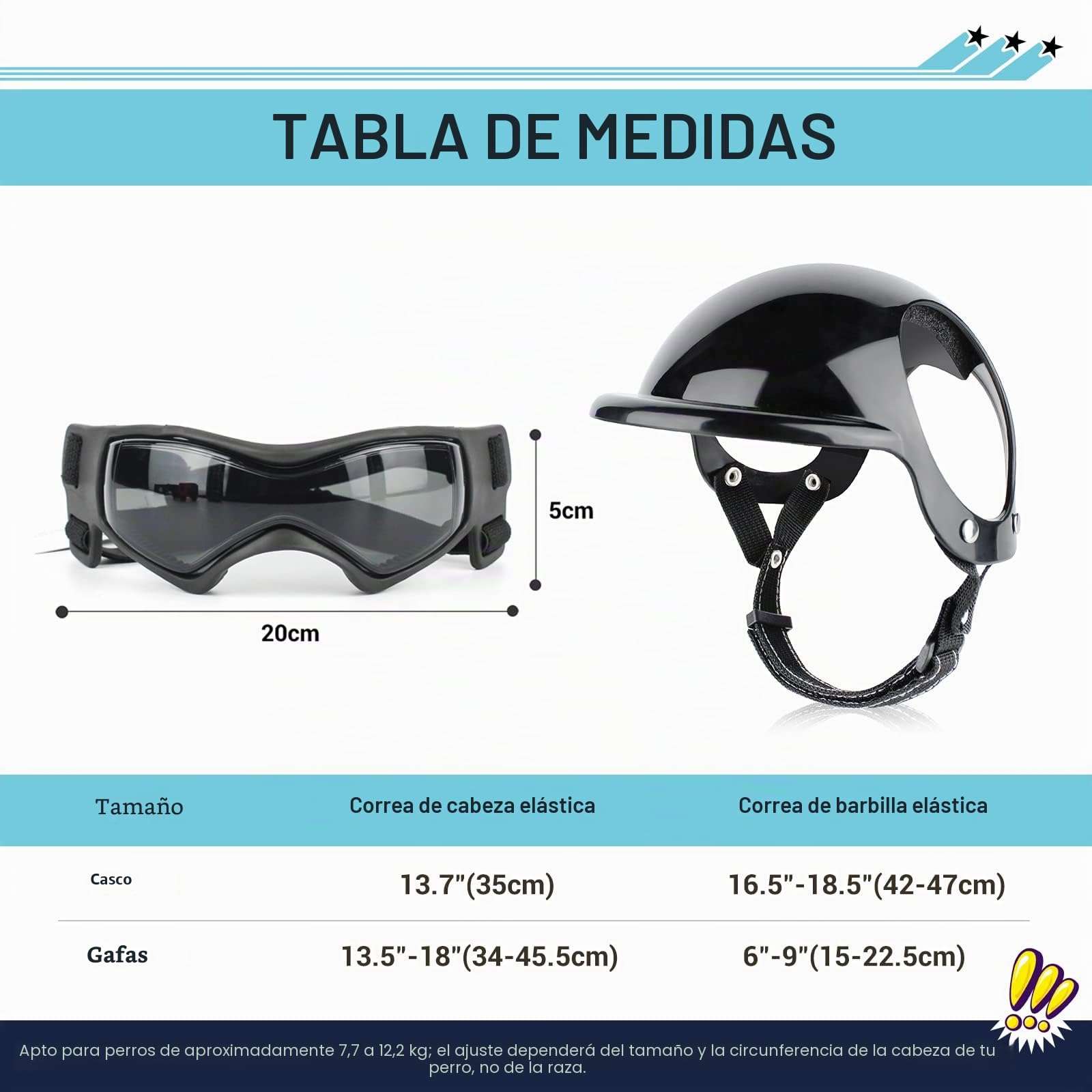 NAMSAN Gafas de sol antiUV para perros con casco para mascotas, a prueba de viento, protección ocular para perros pequeños, medianos y pequeños