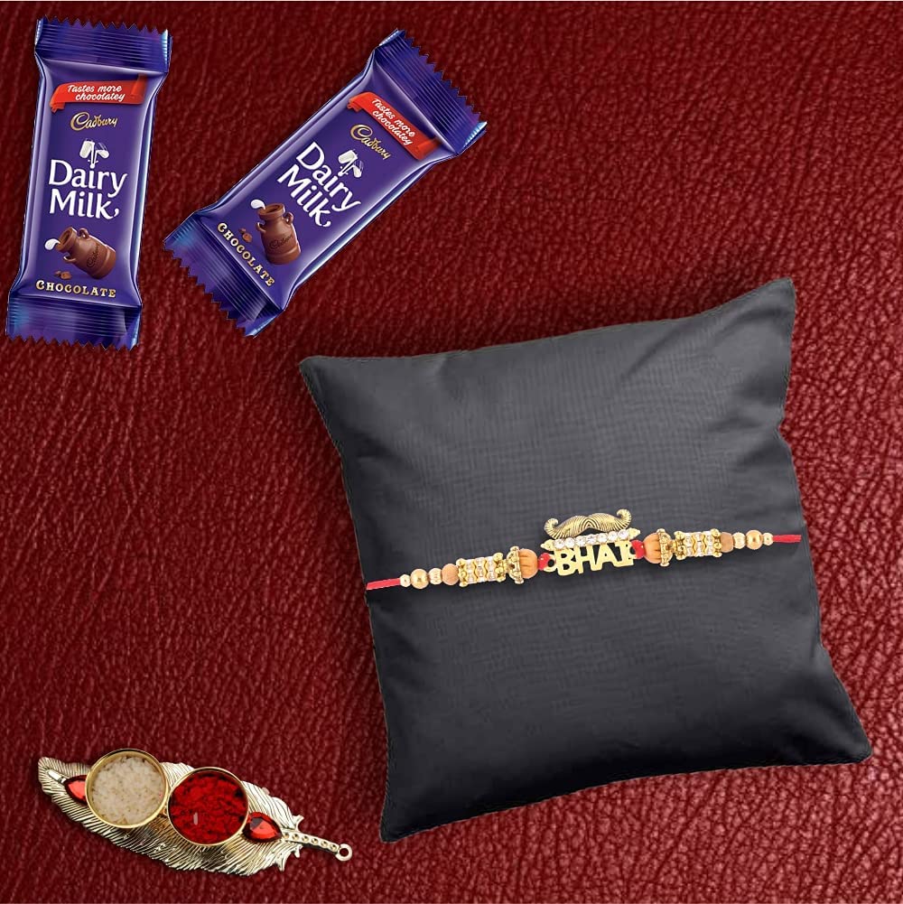 Astonished Retail Premium Designer Bhai Rakhi with 2 Pieces Dairy Milk Chocolates | Rakhi Chocolate Gift for Brother | Roli, Chawal, Chandan, Misri | 51 (B096XFZJRH) Amazon Price History, Amazon Price Tracker