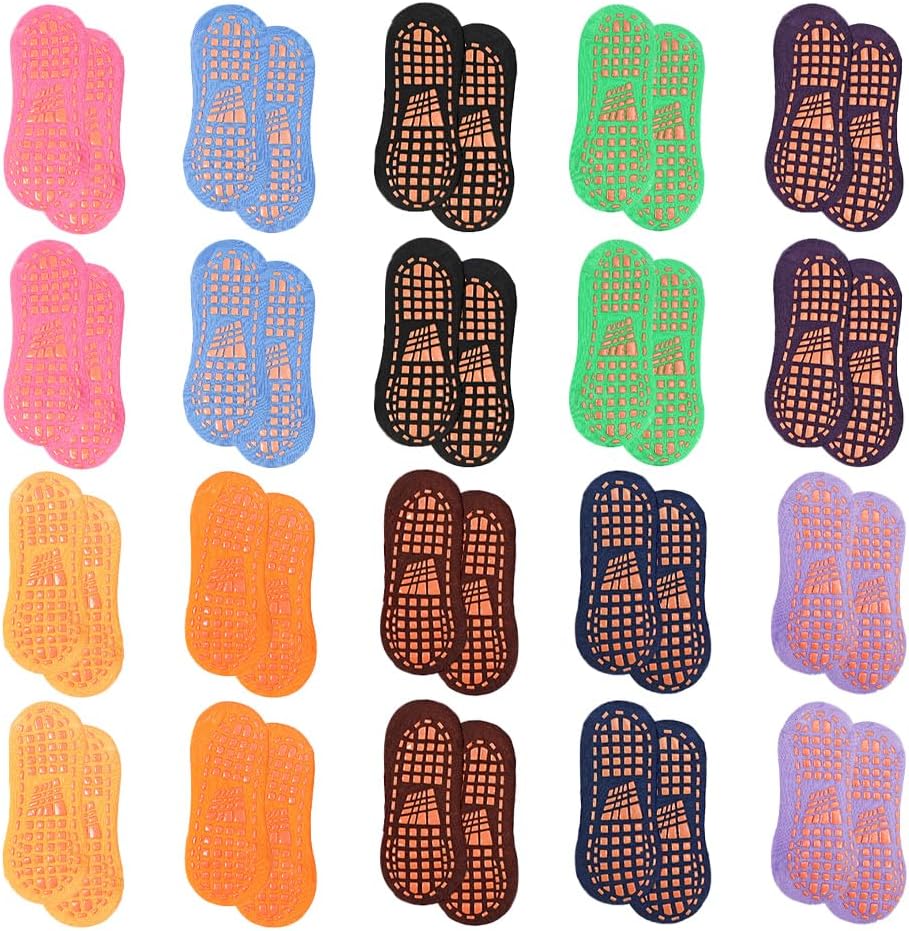 PRETYZOOM 20 Pairs Trampoline Socks For Kids, Non Slip Anti Skid Socks