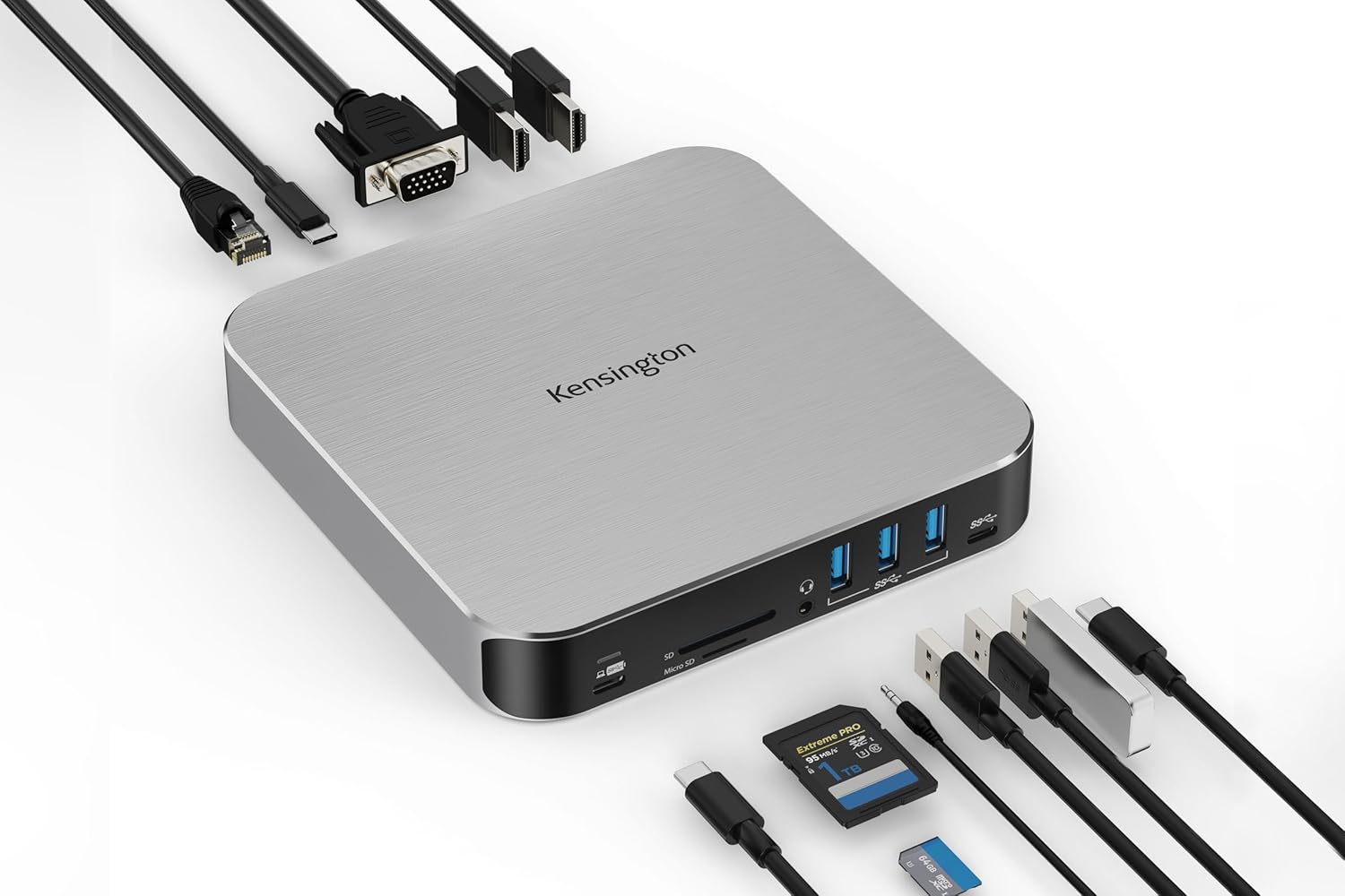 Kensington AD220S3 USB-C Triple Video Mobile Dock, 85W PD, 4K at 60Hz, MacBook M1/M2/M3/M4 (K31343WW) Silver