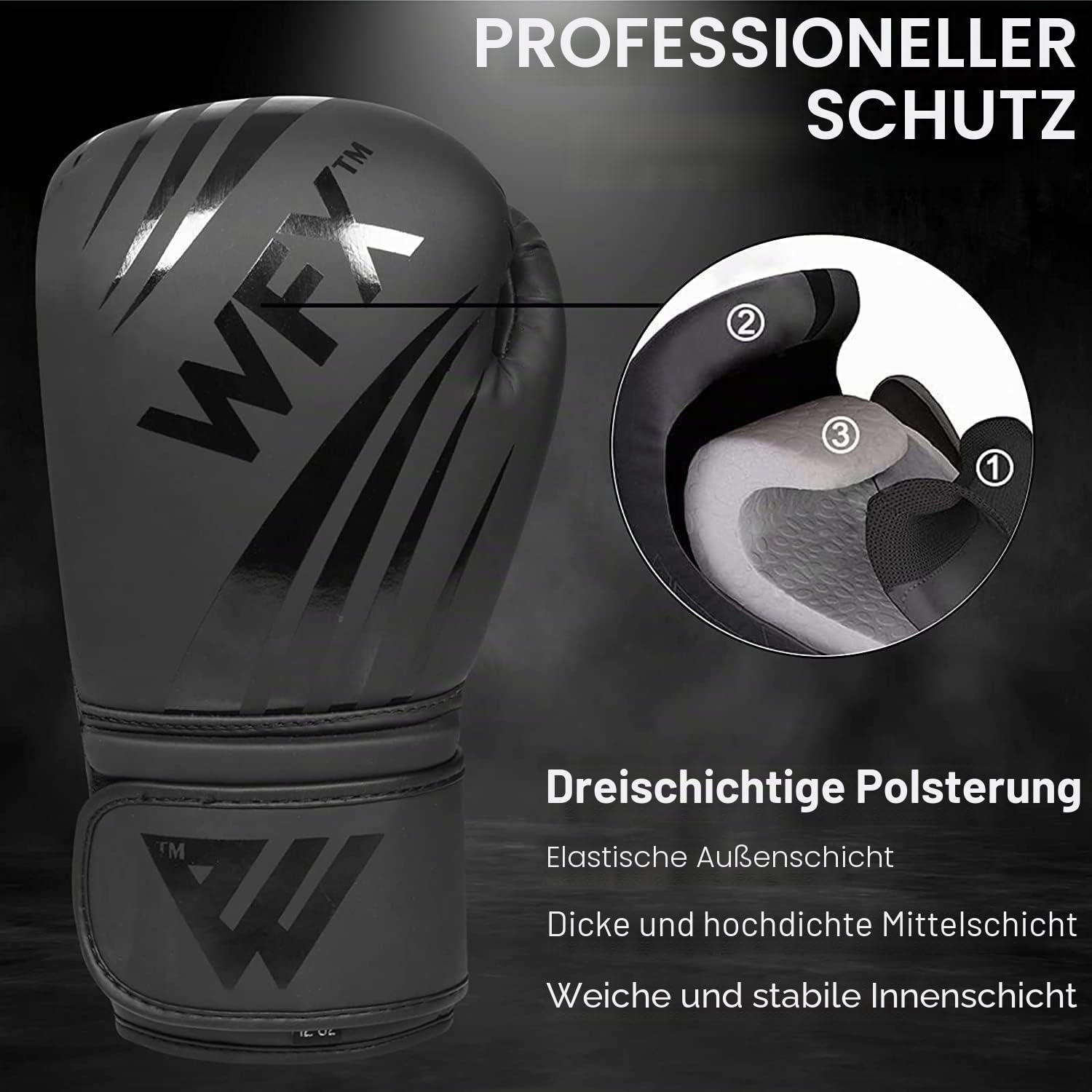 WFX Leder-Boxhandschuhe, professionell, MMA, Sparring, Kickboxen, Boxsack, Training, Muay Thai-Kampf
