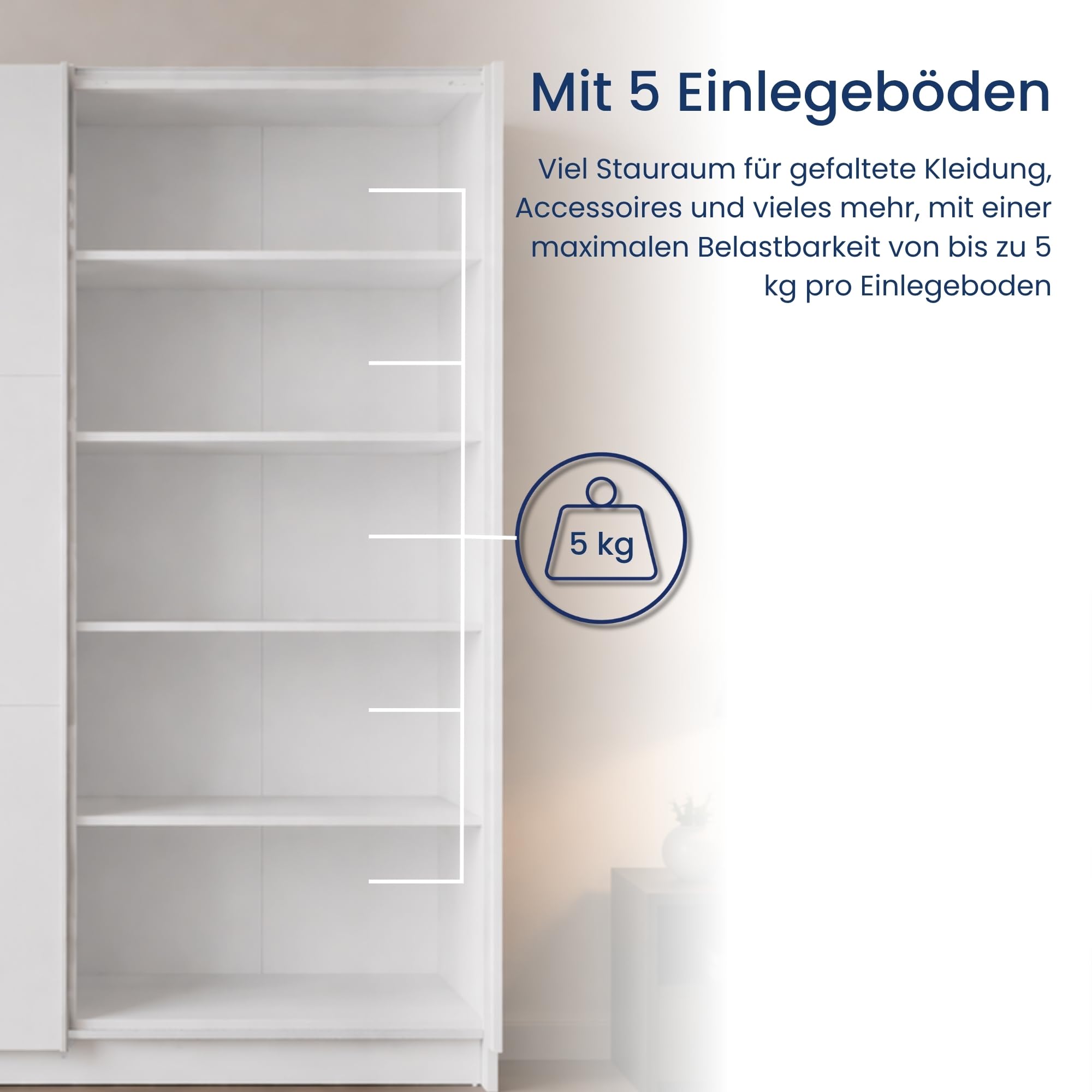 Home Collective Schwebetürenschrank Kleiderschrank Schrank mit Spiegel und Schiebetüren | viel Stauraum mit 5 Einlegeböden & Kleiderstange | modern Schlafzimmer Jugendzimmer Möbel | weiß