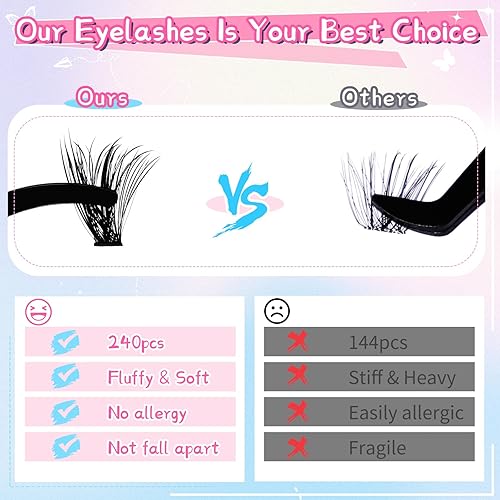 Miniatura 3 de 280 racimos de pestañas individuales, 40D-0.07-D, rizo 8-16, mezcla de pestañas de aspecto natural, extensiones de pestañas impermeables con pinzas,