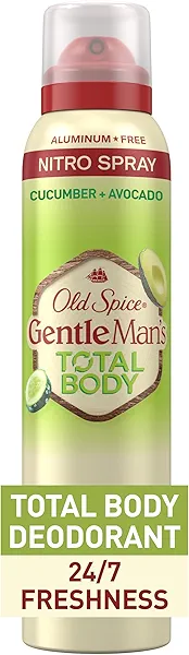Old Spice Whole Body Deodorant Spray for Men, Aluminum Free, Cucumber + Avocado Scent, 24/7 Odor Protection, 24/7 Lasting Freshness, Dermatologist Tested, Gentle on Skin, Safe to Use All Over, 3.5 oz