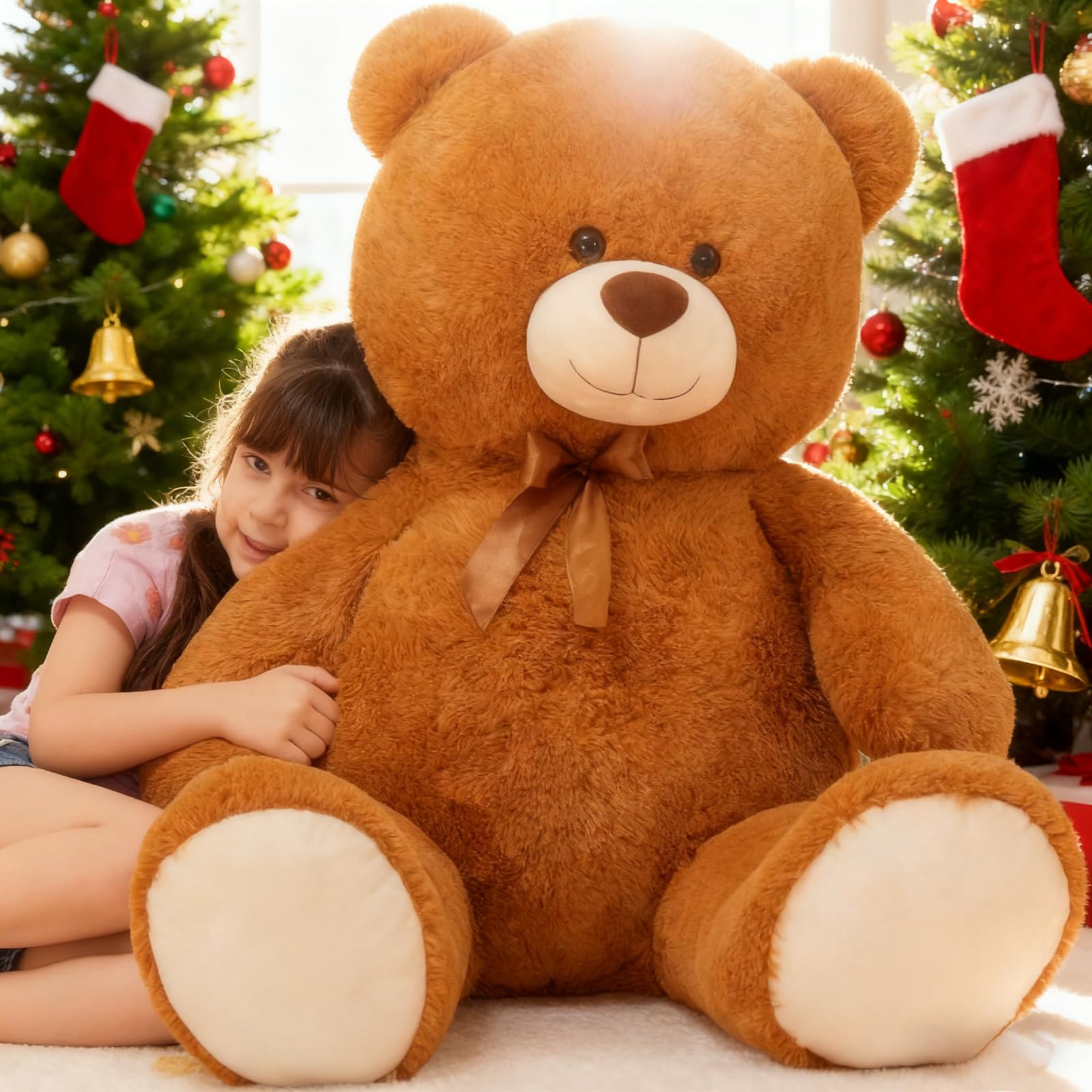 MaoGoLan 47 inch Giant Teddy Bear 4 Feet Big Stuffed Animal Large Brown Teddy Bear for Kids Girls Baby Shower Centerpieces Decorations, Christmas Valentine's Day