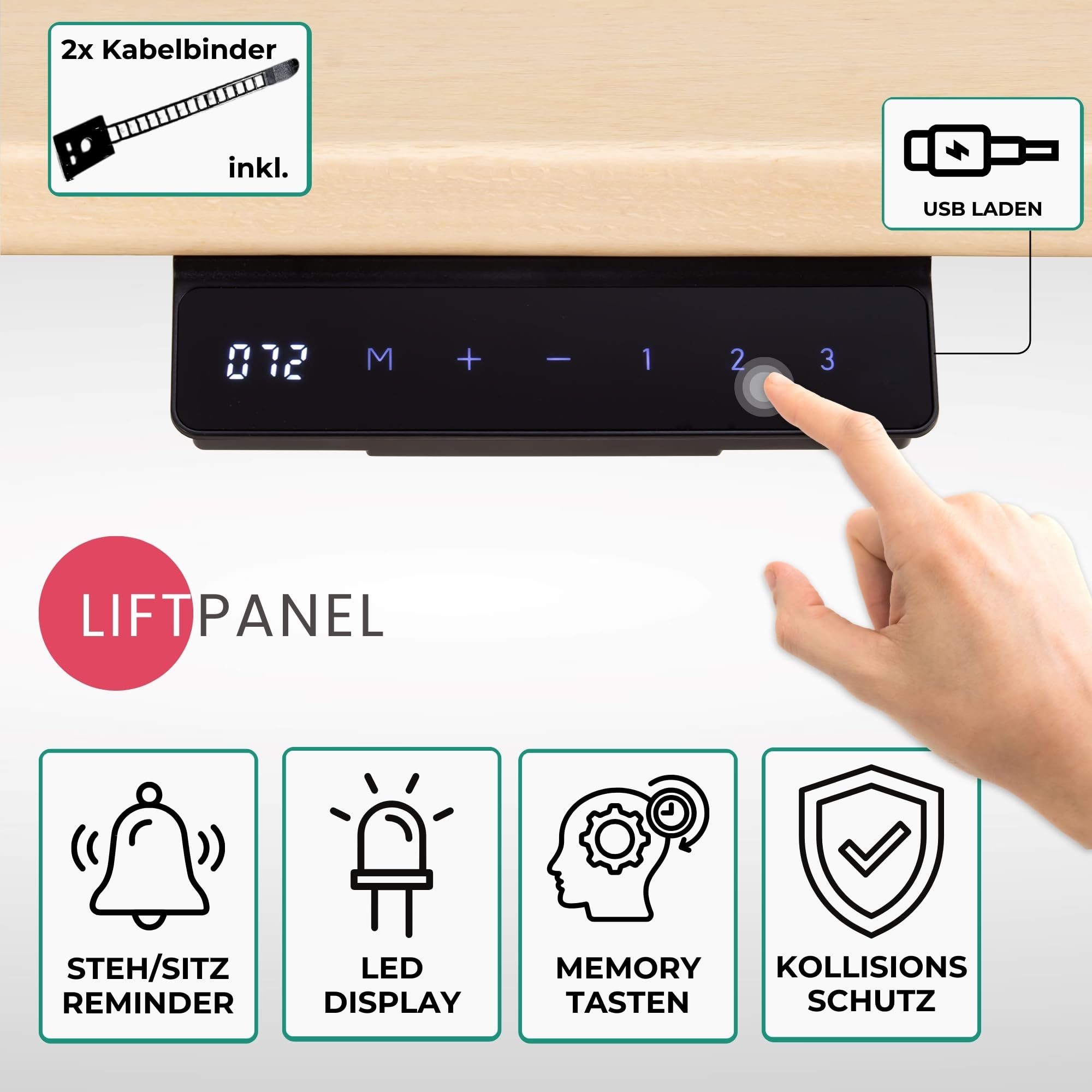 ALBATROS höhenverstellbares Schreibtisch Tischgestell elektrisch | Lift S5 Schwarz | Gestell, Tischbeine, Tischfüße aus Metall | Display | 120Kg belastbar | Für extra breite 2m Tischplatten