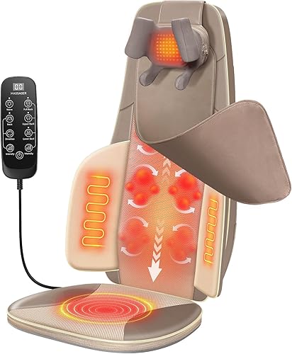 Heated massage chair pad with shiatsu