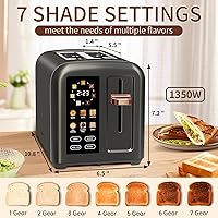 Vista 2 de SEEDEEM Toaster 2 Slice, Touch Control Stainless Toaster LCD Display, 50% Faster Heating Speed, 1.4'' Wide Slots, More Timer Functions, Removable