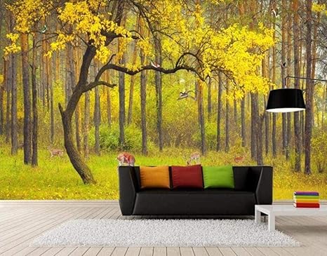 Amazon Hxcok 現代の環境に優しい3d壁紙風景 森の 壁の風景の背景3d Wallpap 400x280cm 壁紙