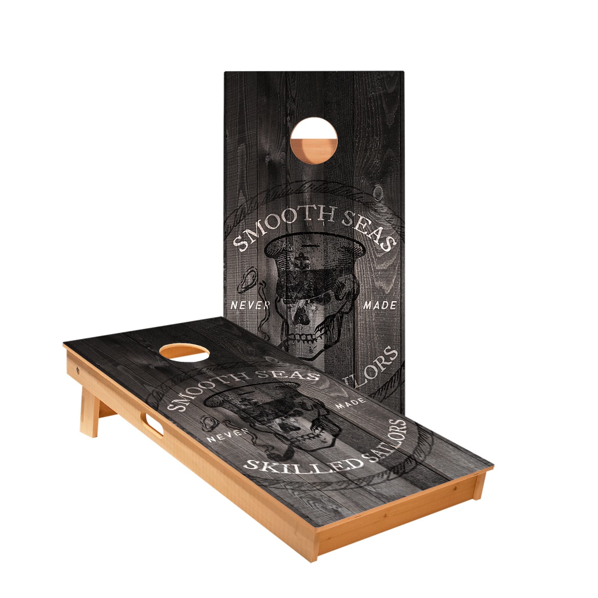 Skilled Sailors Cornhole Boards - Includes (2) Boards (Resin Bags) + (1) Case & (2) Hole Lights