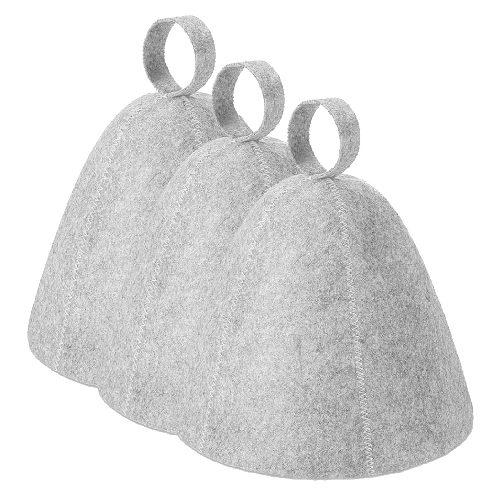 CZEUTB 3Pcs Sauna Hats, Felt Hat, Natural Felt Bath Hat, Sauna Accessories for Home Sauna, Sauna Hat for Men, Portable Sauna Hat for Hot Dry Steam Room Bath, Ideal for Indoor Sauna, Steam Sauna(Grey)