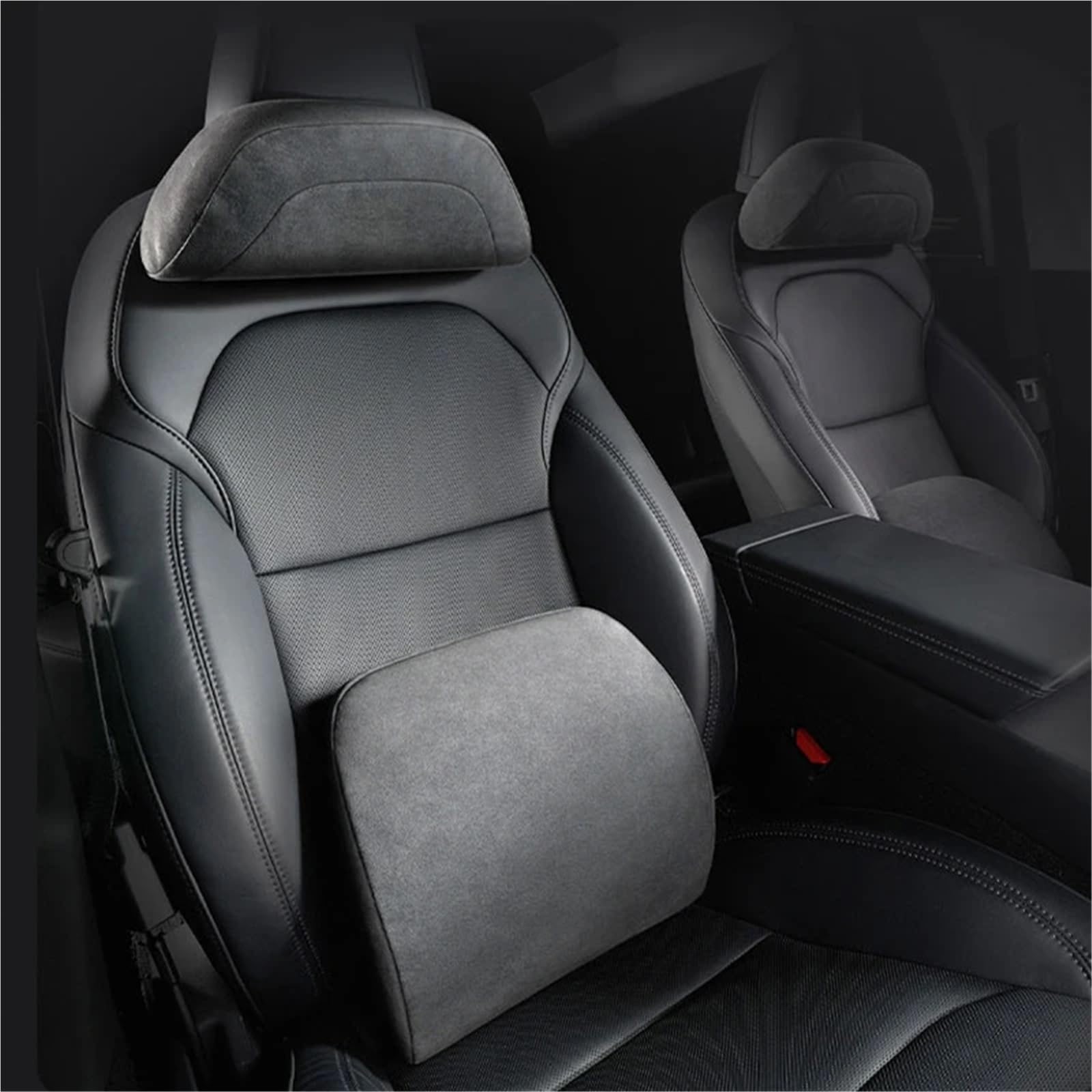 poduszka do jazdy Car Seat Headrest Do Modelu Tesla Y/3 2021-2025 Juniper Suede Poduszka Pod Szyję Zagłówek I Podparcie Talii Łagodzi Zmęczenie Siedzenia(TSL-02)