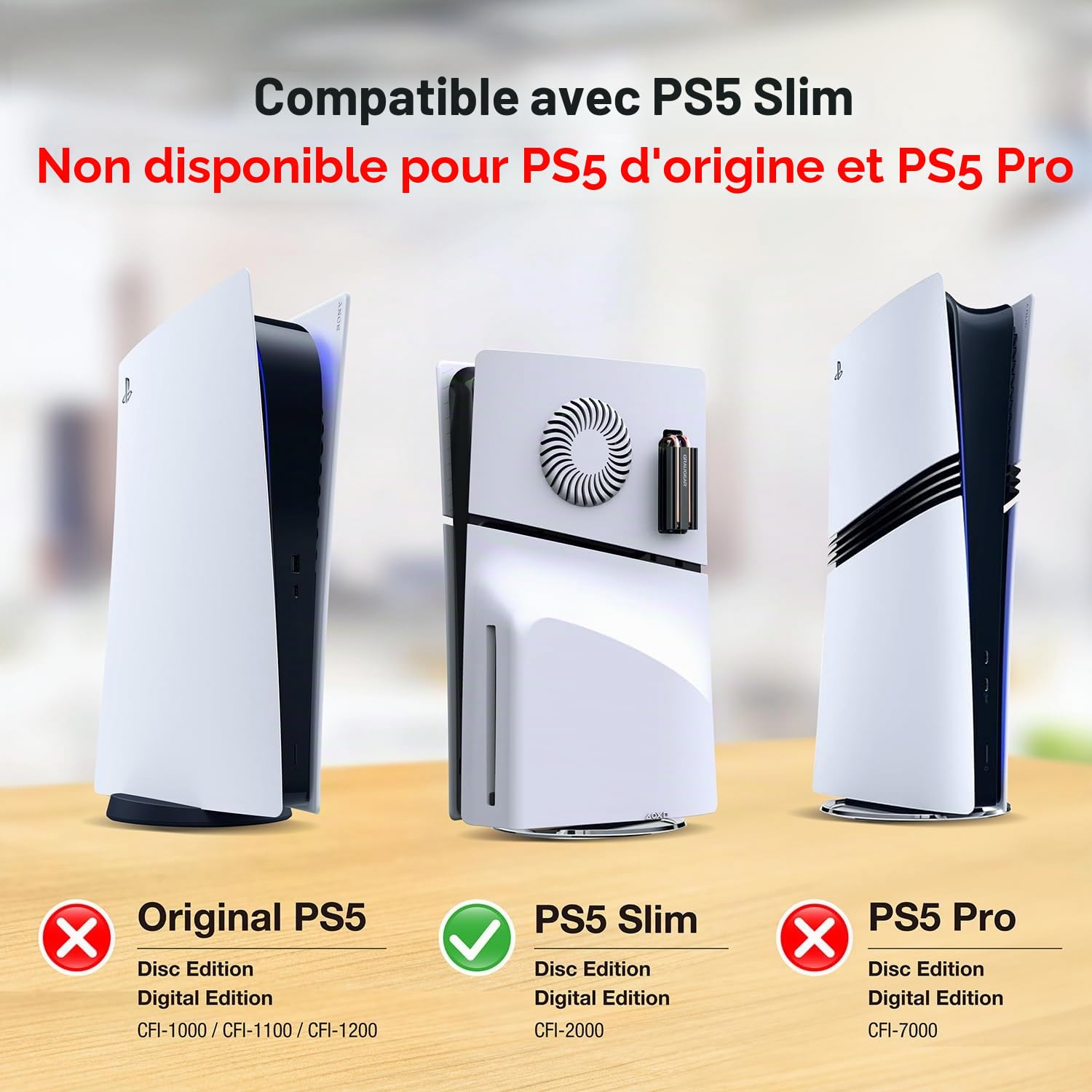 GRAUGEAR Pack de refroidissement M.2 SSD pour PS5 Slim, coque fine de ventilation PS5 et dissipateur thermique Open Air PS5 SSD, refroidisseur de caloduc pour PS5 M.2 SSD, caloduc en cuivre pur,