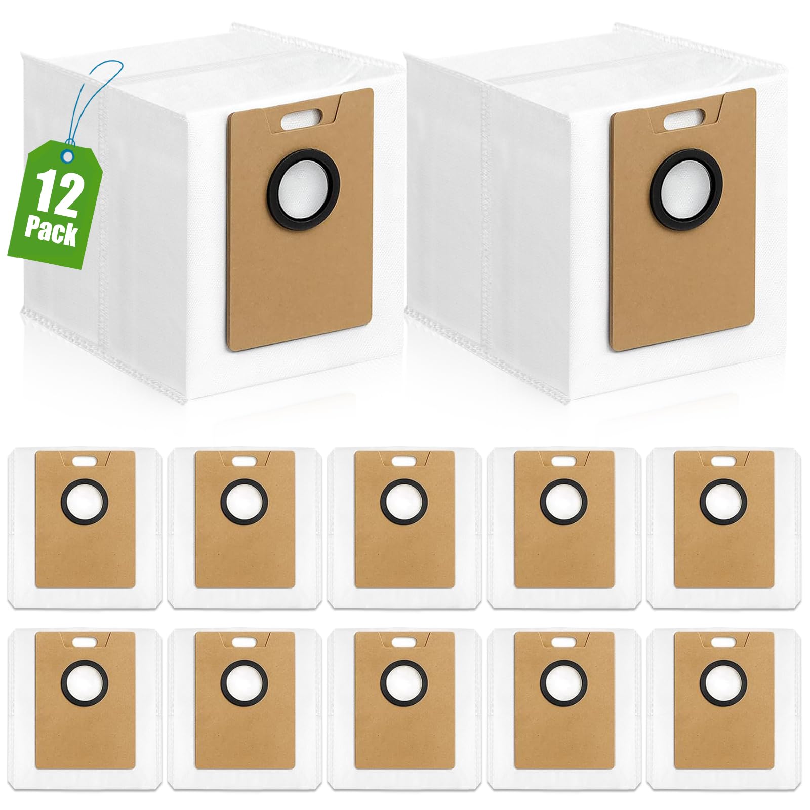 KGC 12 Piezas Bolsas Aspiradora RVA202 para Tapo RV30 Max Plus, Bolsas Aspiradora Compatible con Tapo RV20 Max Plus, Bolsas de 3L de Alta Capacidad para Bolsa para Polvo de Aspiradora
