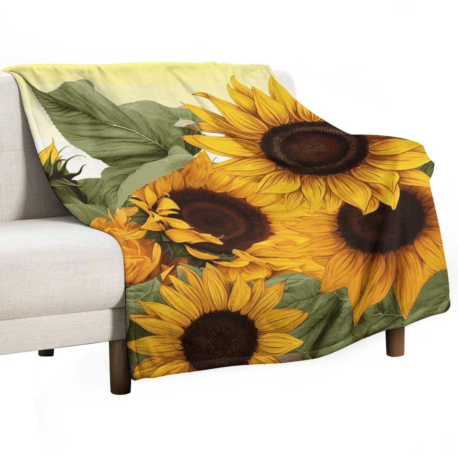 Couverture en flanelle douce légère confortable imprimé tournesols