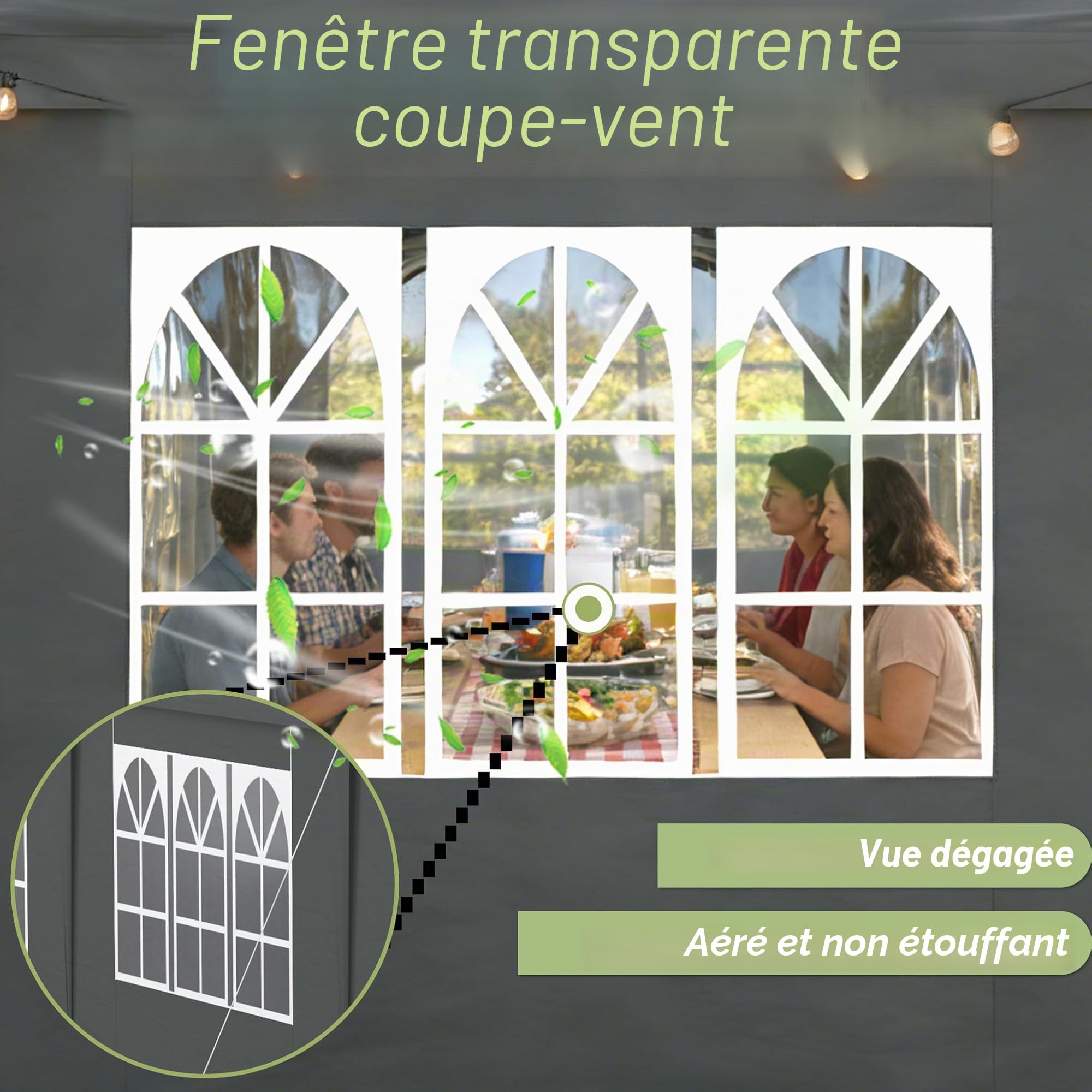 ACXIN Tonnelle de jardin, 3 x 3 m, avec 4 panneaux latéraux, imperméable, structure robuste en acier, protection solaire et résistante aux intempéries, tissu Oxford, tonnelle de jardin ou tonnelle