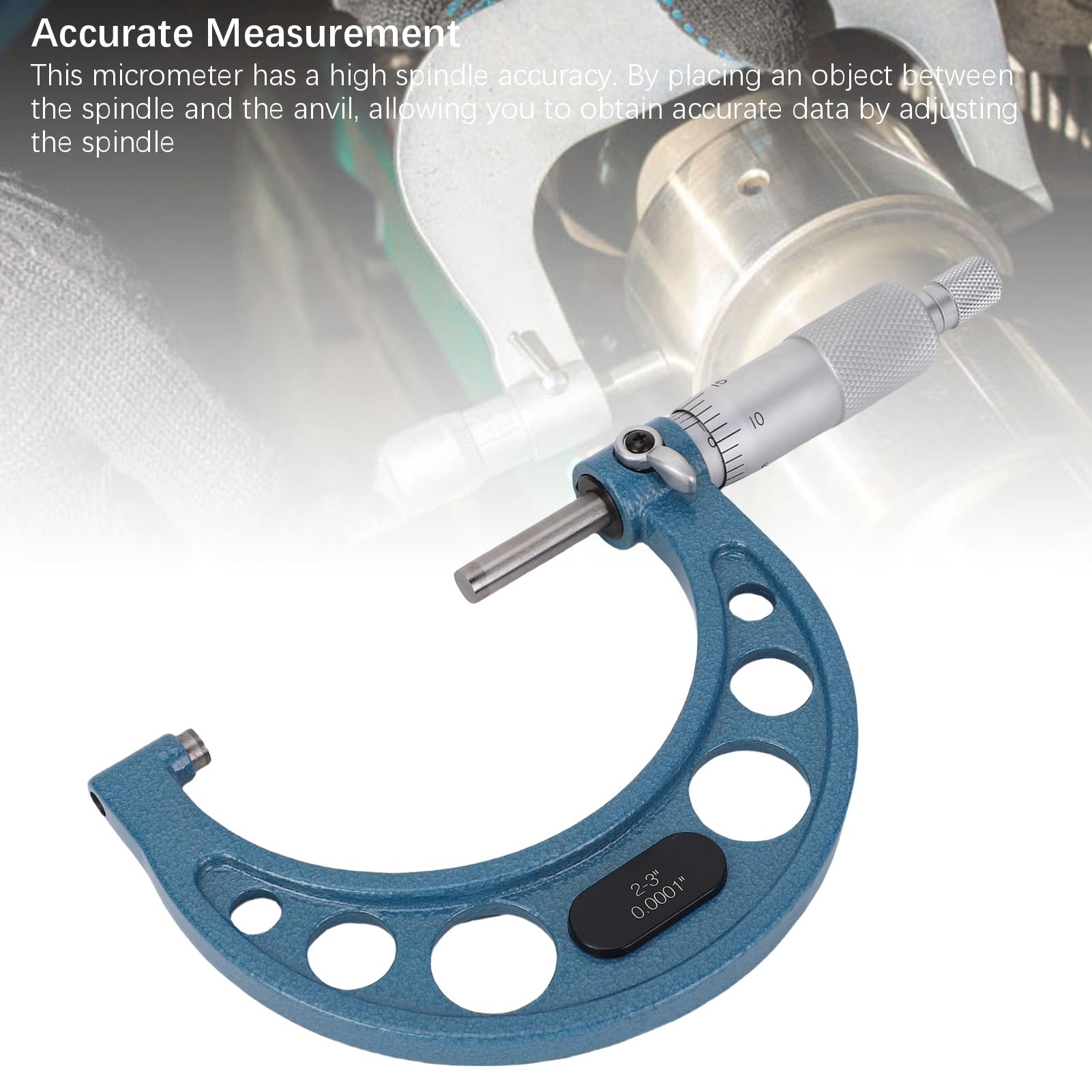 Außenmikrometer, mechanisches Mikrometer mit Hartmetallspitze für Länge, Durchmesser, Dicke, 2–3 Zoll, Bereich 0,0001 Zoll, Skalenintervall