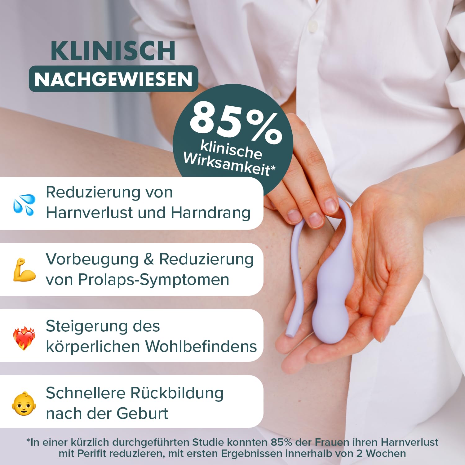 Perifit Care+ Beckenbodentrainer für Frau mit App – Elektrisches Kegel-Übungsgerät mit Biofeedback für Blasenkontrolle & Erholung nach der Geburt – CE-Medizinprodukt