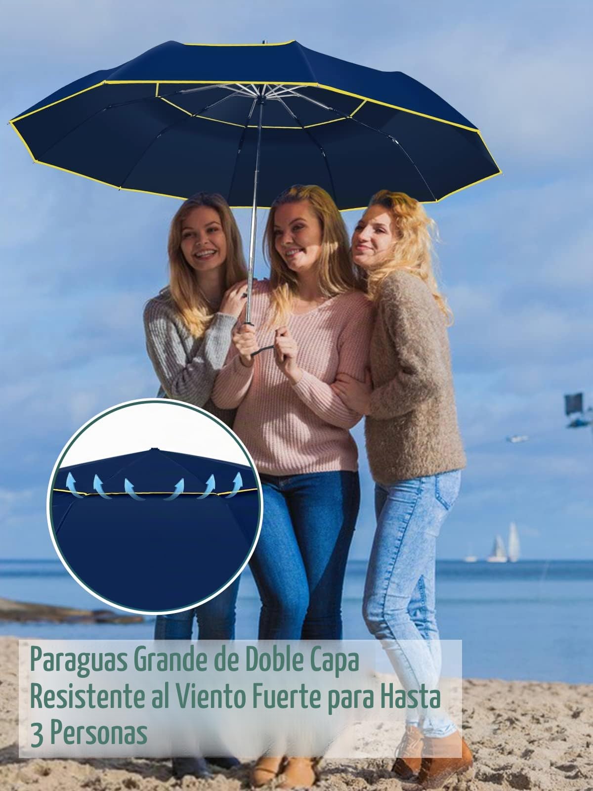Kalolary Paraguas automático paraguas de golf extra grande, plegable paraguas a prueba de tormentas a prueba de viento impermeable doble toldo protector solar