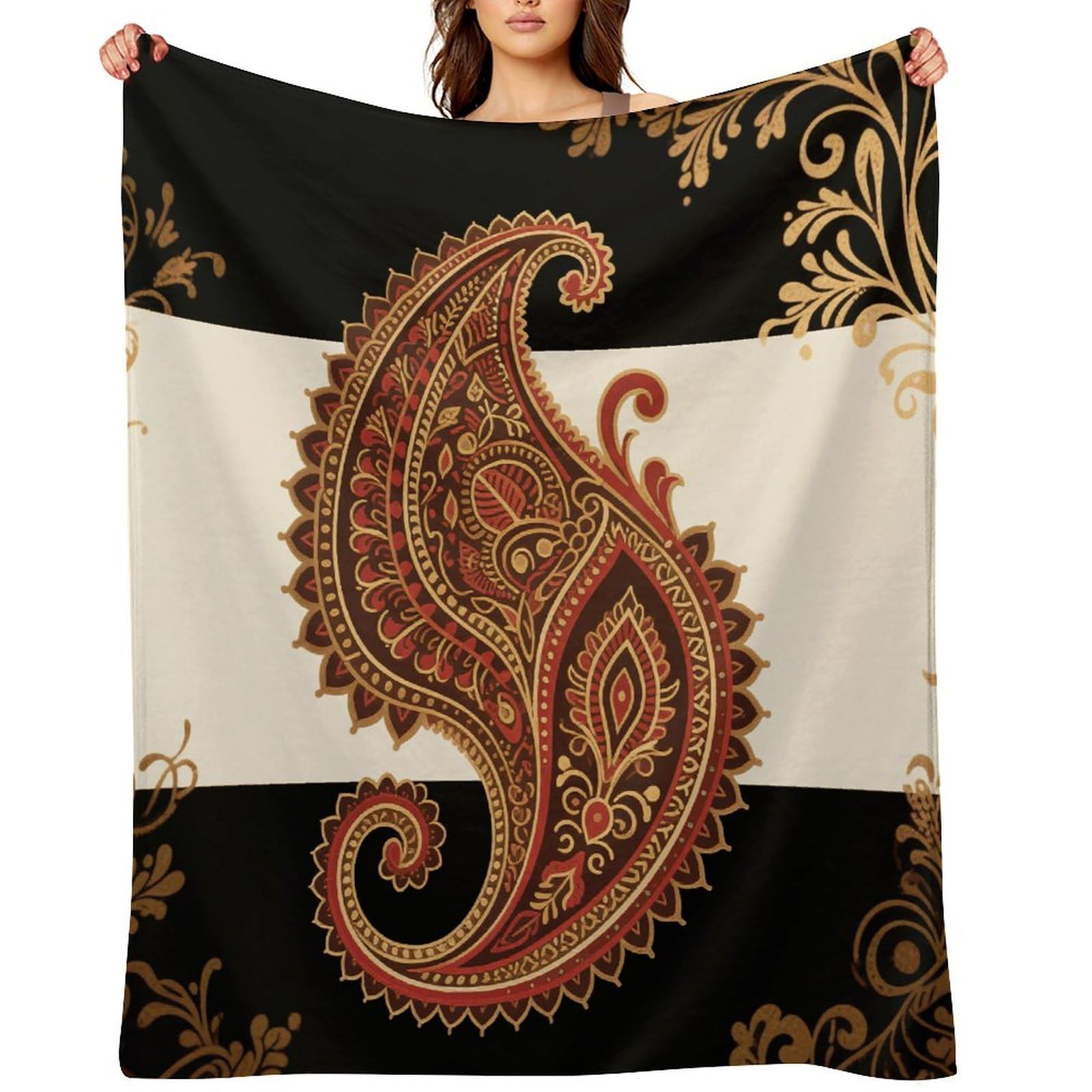 Bohemian Printed Throw Blanket for Couch and Bed Super Soft Warm Lightweight Throw Blankets Cozy Fuzzy Flannel Blanket Personalized Decorative Blankets for Sofa Decor 50"x60"