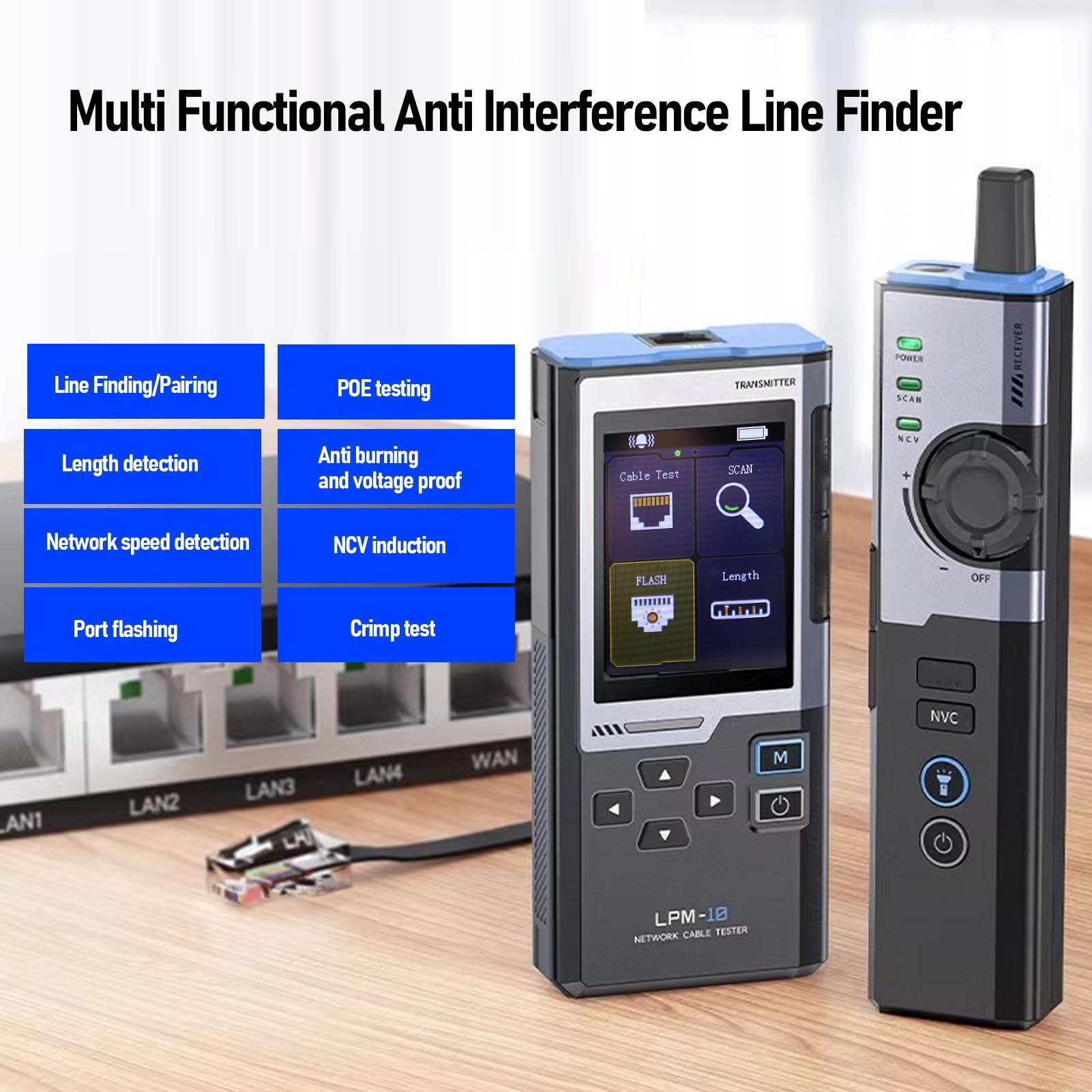 Akozon Netzwerkkabel -Tester Multi -funktionaler Kabel - Zur Fehlerbehebungspflicht