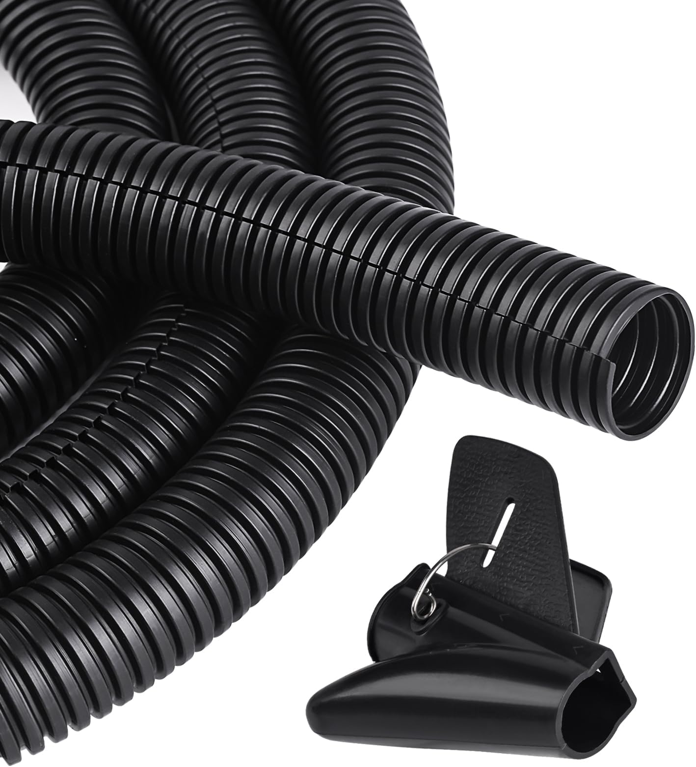 CrocSee 25ft - 1/2 inch Flame Retardant Split Wire Loom Tubing with Installation Tool - Flexible Wire Covers Cord Protectors - BlackClimatePartner certified