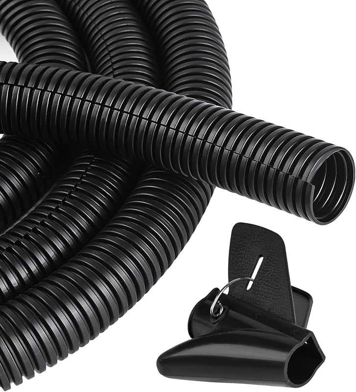 25FT - 1/2 Inch Split Wire Loom with Installation Tool - Black | Easy to Install, Flame-Retardant, Abrasion-Resistant Wire Cover for Automotive, Home & Office