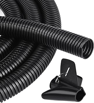 10ft - 1/2 inch Flame Retardant Split Wire Loom Tubing with Installation Tool - Flexible Wire Covers Cord Protectors - Black
