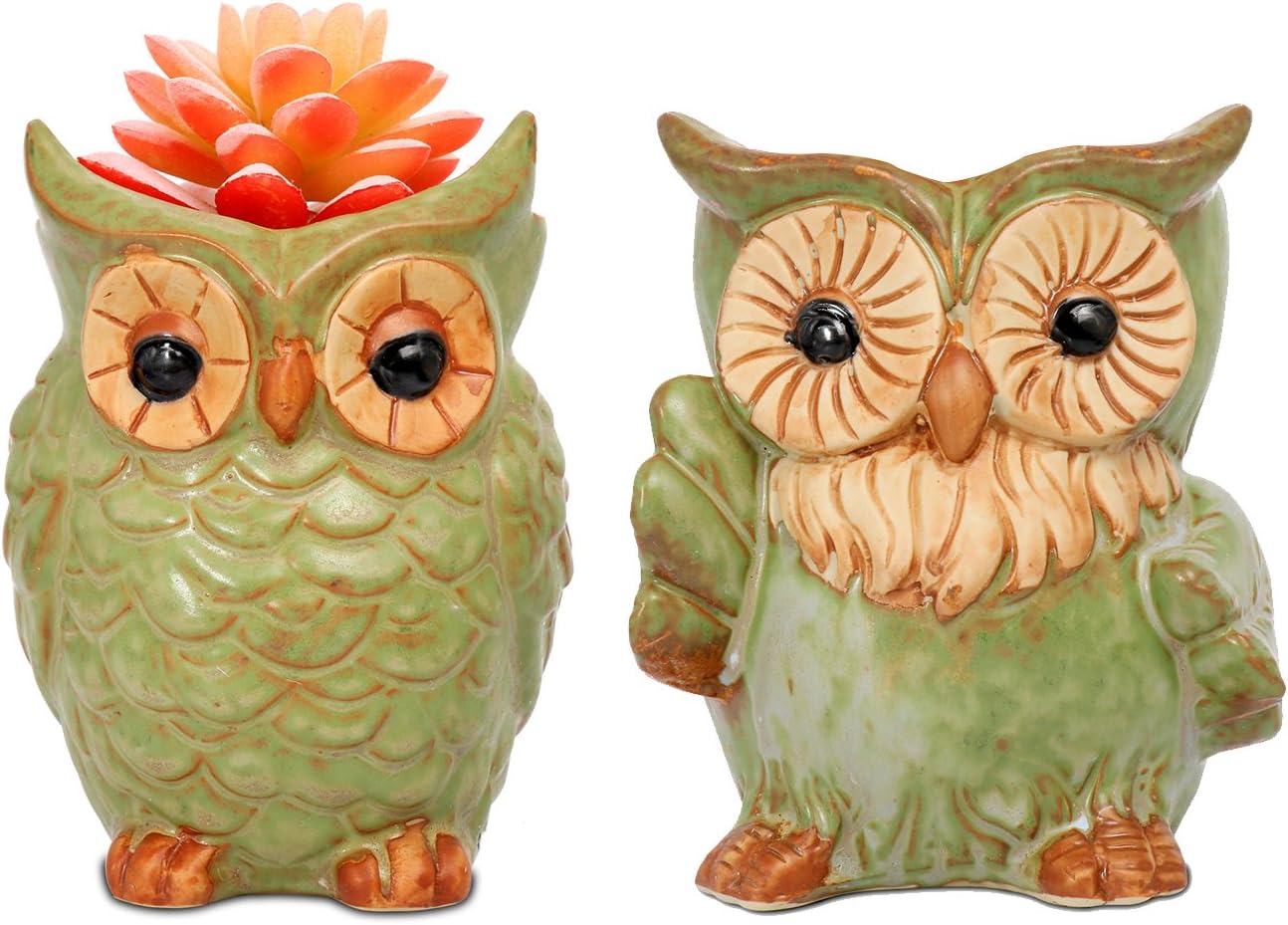 ROSE CREATE 2pcs 5.3 Inches Big Owl Planters