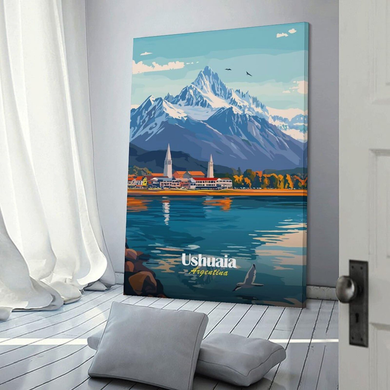 Junmoney Frame-Style-23 Ushuaia, Argentina Landscape Canvas Wall Decor, 20X30inch(50X75cm), For Flats, Guest Rooms Or Compact Rooms, Decorative Canvas Decor For Home Updates