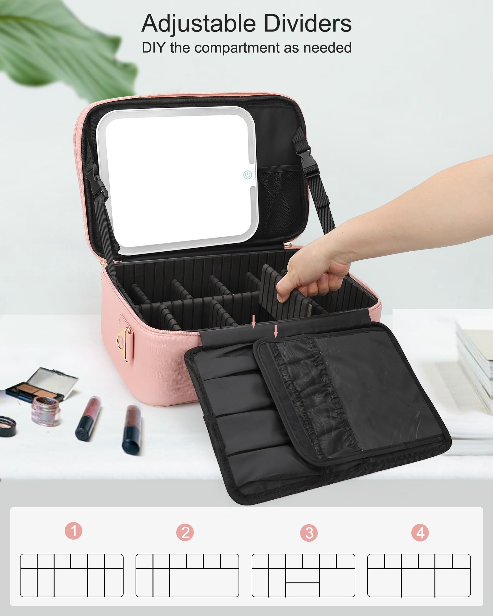 Chomeiu Borsa da viaggio trucco professionale, borsa cosmetica, organizer, borsa per accessori, cassetta degli attrezzi (piccola, nero)