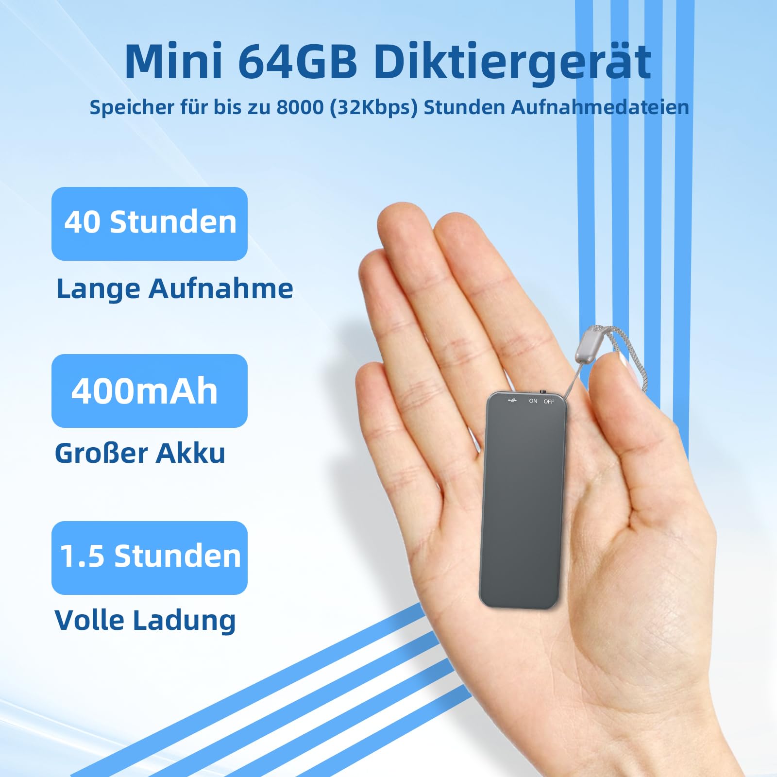 64GB Howabo Registratore Vocale, 40 Ore di Registrazione a Lungo Termine, Registratore ad Attivazione Vocale con Custodia in Metallo, Perfetto per Lezioni e Riunioni