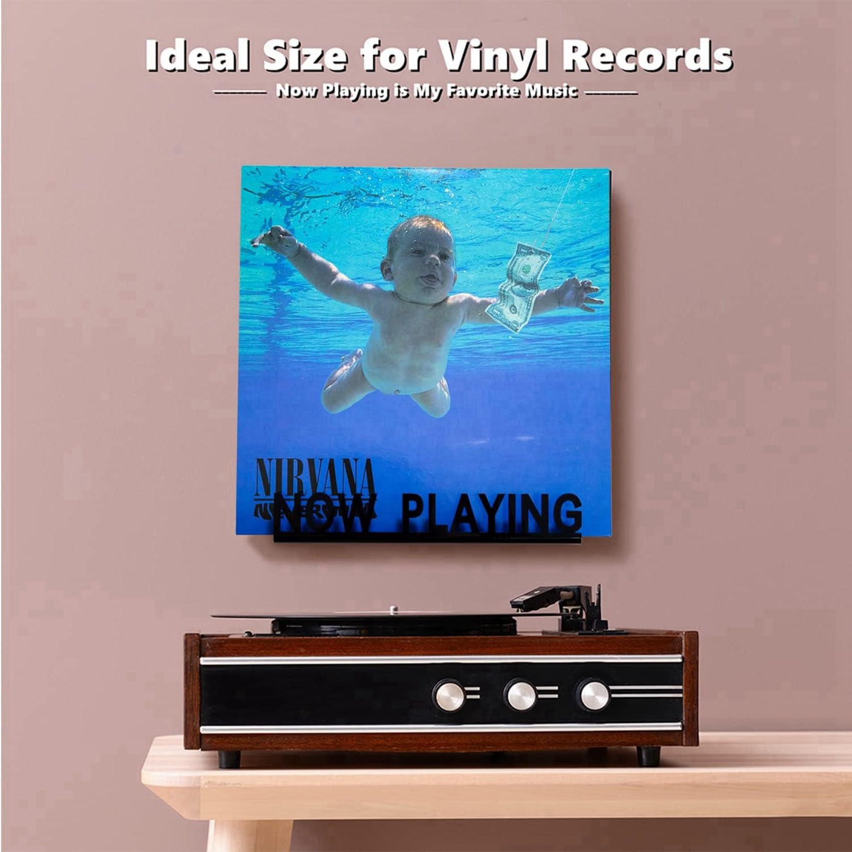 Cwmiibili 4X Wall Mount CD Record Display Stand Now Playing Acrylic Vinyl Record Shelf for Home Decoration Black