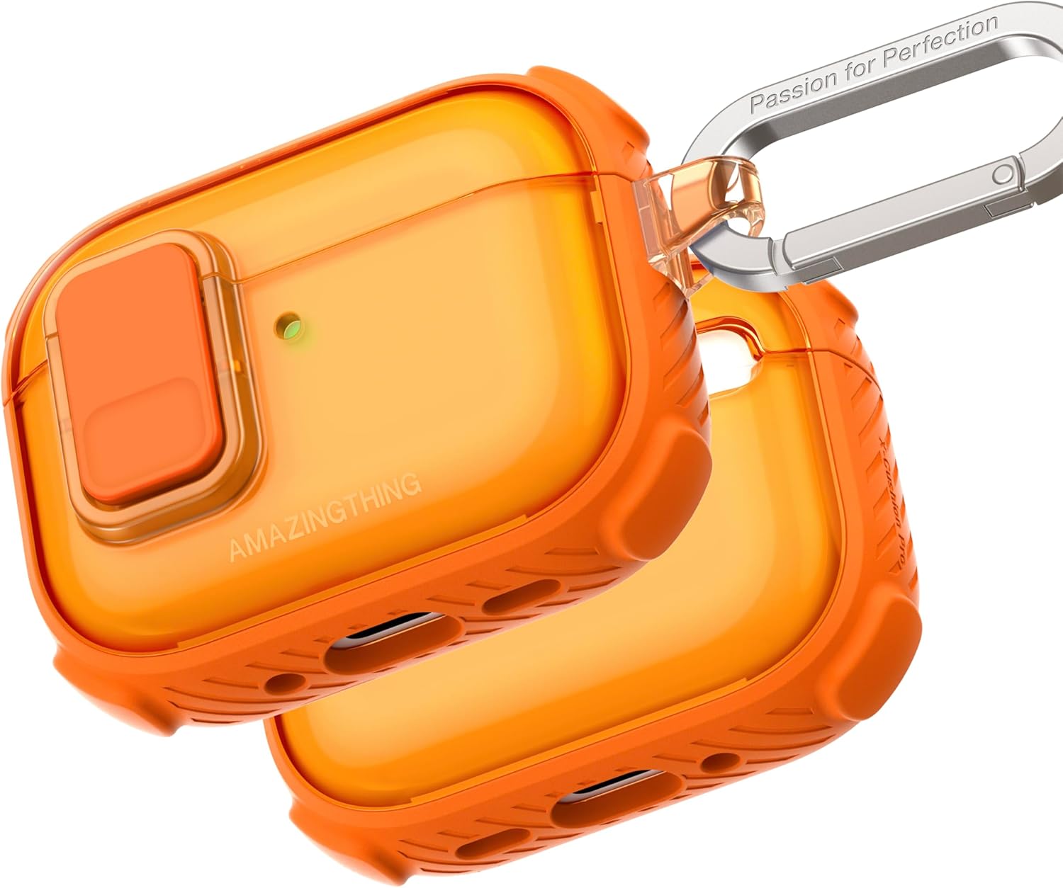 AMAZINGTHING for AirPods Pro 3 [Titan PRO Guardian] Case, MagSafe and Apple Watch Charger Compatible, X-Cushion PRO 7 Shock-Absorbing Defense, One-Click Locking Lid, Carabiner Included, Orange