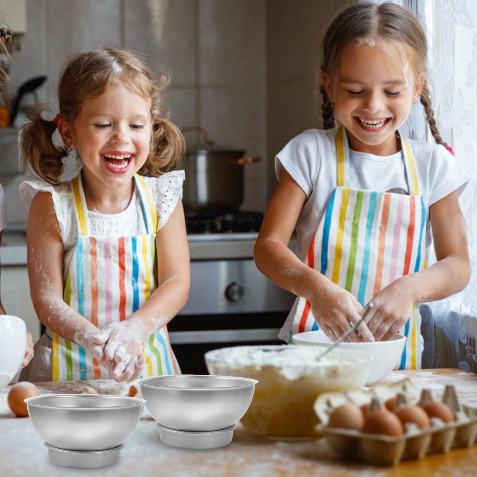 Amosfun 4 Ensembles Moule à Gâteau Sphérique Miche De Moule à Gâteau Boule Étain Cheesecake Corbeille à Ovale Double Anneaux De Gâteau Pour La Cuisson Alliage D'aluminium Silver