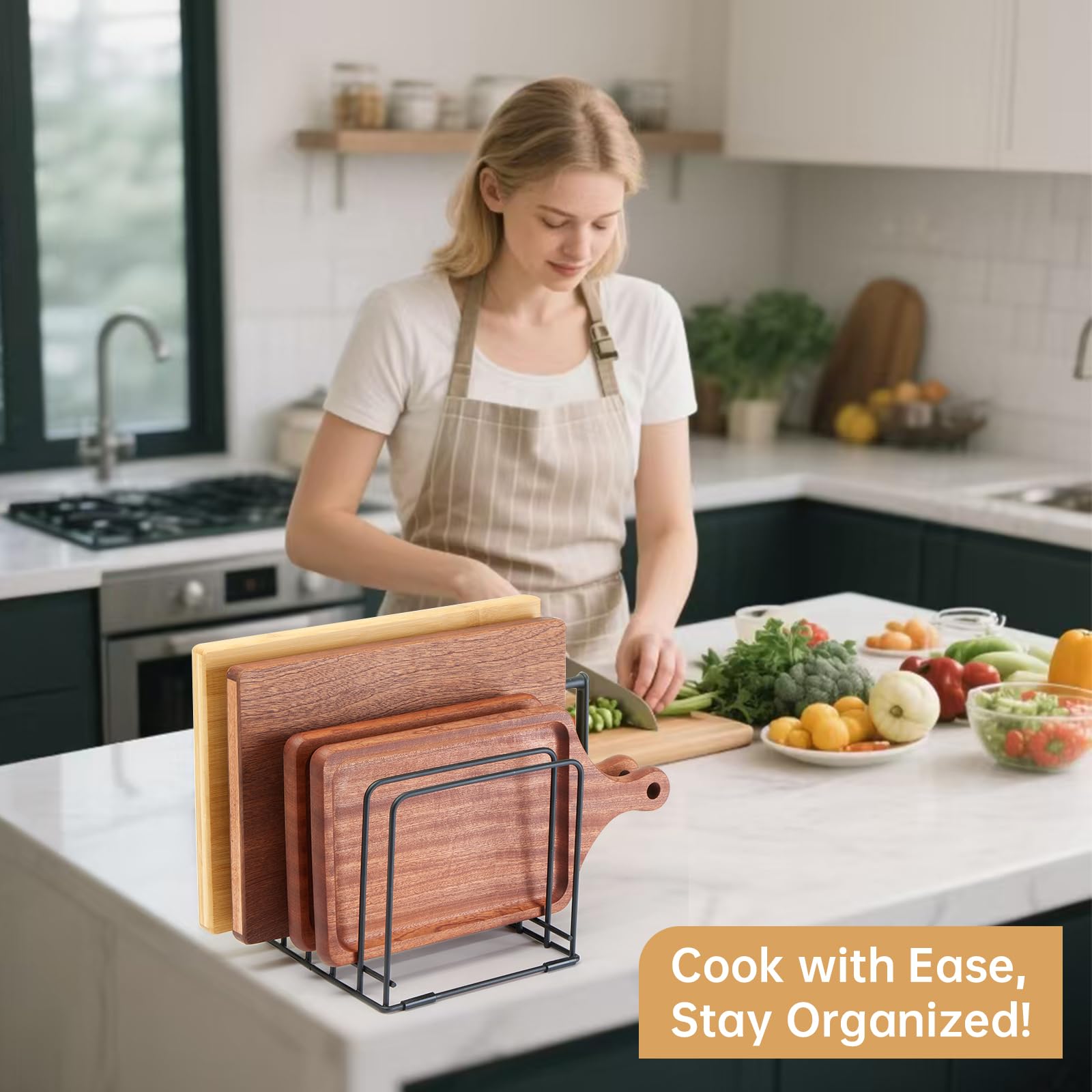 Cutting Board Organizer,Kitchen Cabinet Organizer,Divided Rack with 5 Slots for Baking Trays,Space-Saving Kitchen Storage for Cutting Boards, Cookie Sheet, Thin Pans and Baking Sheets Holder (1pcs)