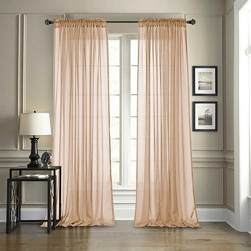 Miniatura 1 de Dreaming Casa - Cortinas transparentes sólidas DC10548-2 con paneles Rod Pocket