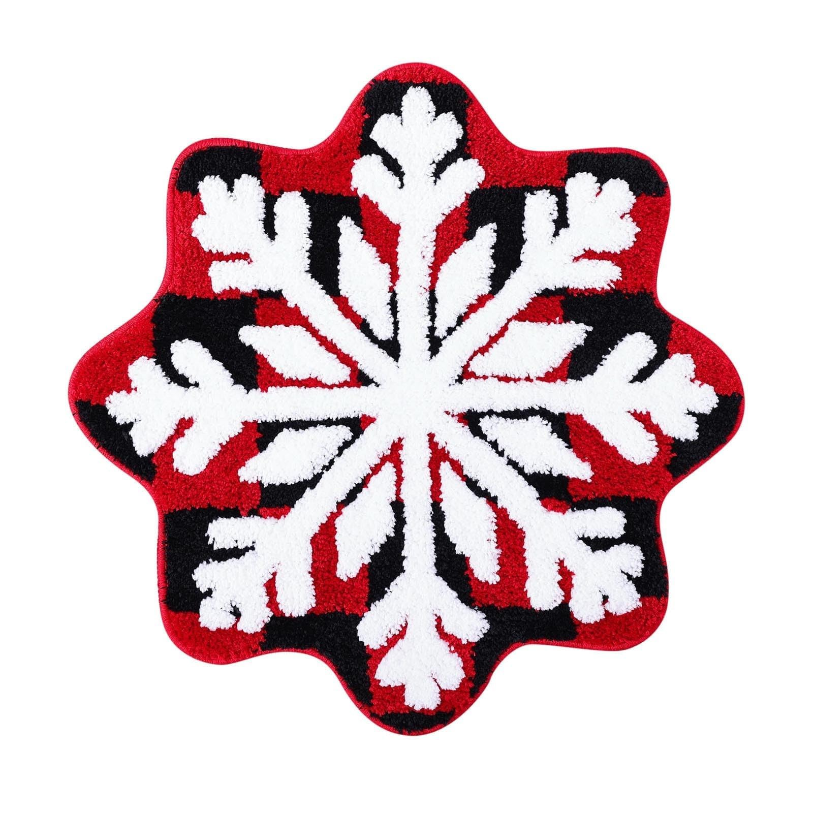 Carotoe Rbq Floor Pad Snowflake Shape Decorative And Functional Christmas Bath Mat With High Water Absorbency And Slip Resistant Bathroom Absorbent Rug