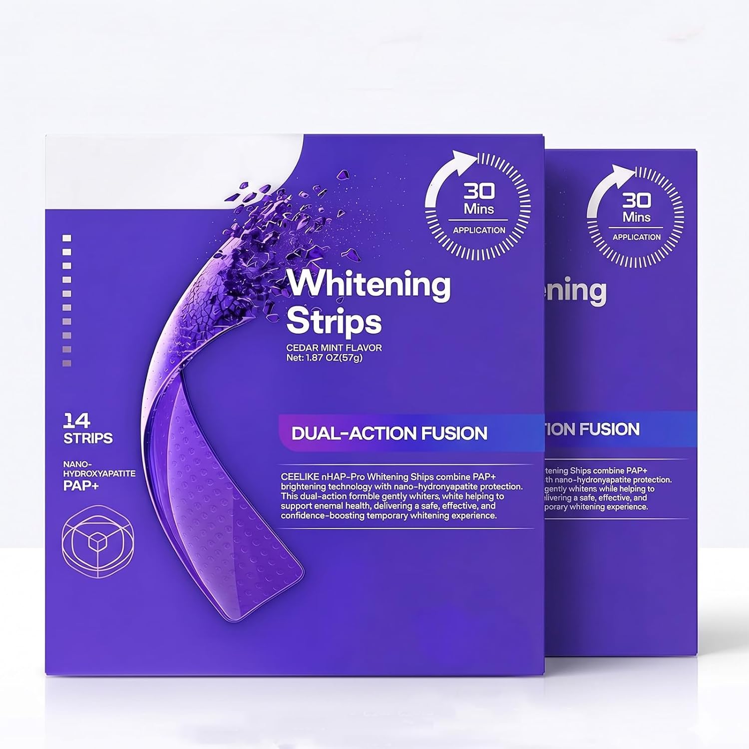Advanced Purple Teeth Whitening Strips, 28-Day Premium Color Correcting Treatment, Peroxide-Free & Enamel-Safe Tooth Whitener for Sensitive Teeth, Luxury At-Home Smile Care(2 Boxes)