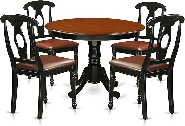 East West Furniture Ensemble de 5 Pièces en Cuir Blanc