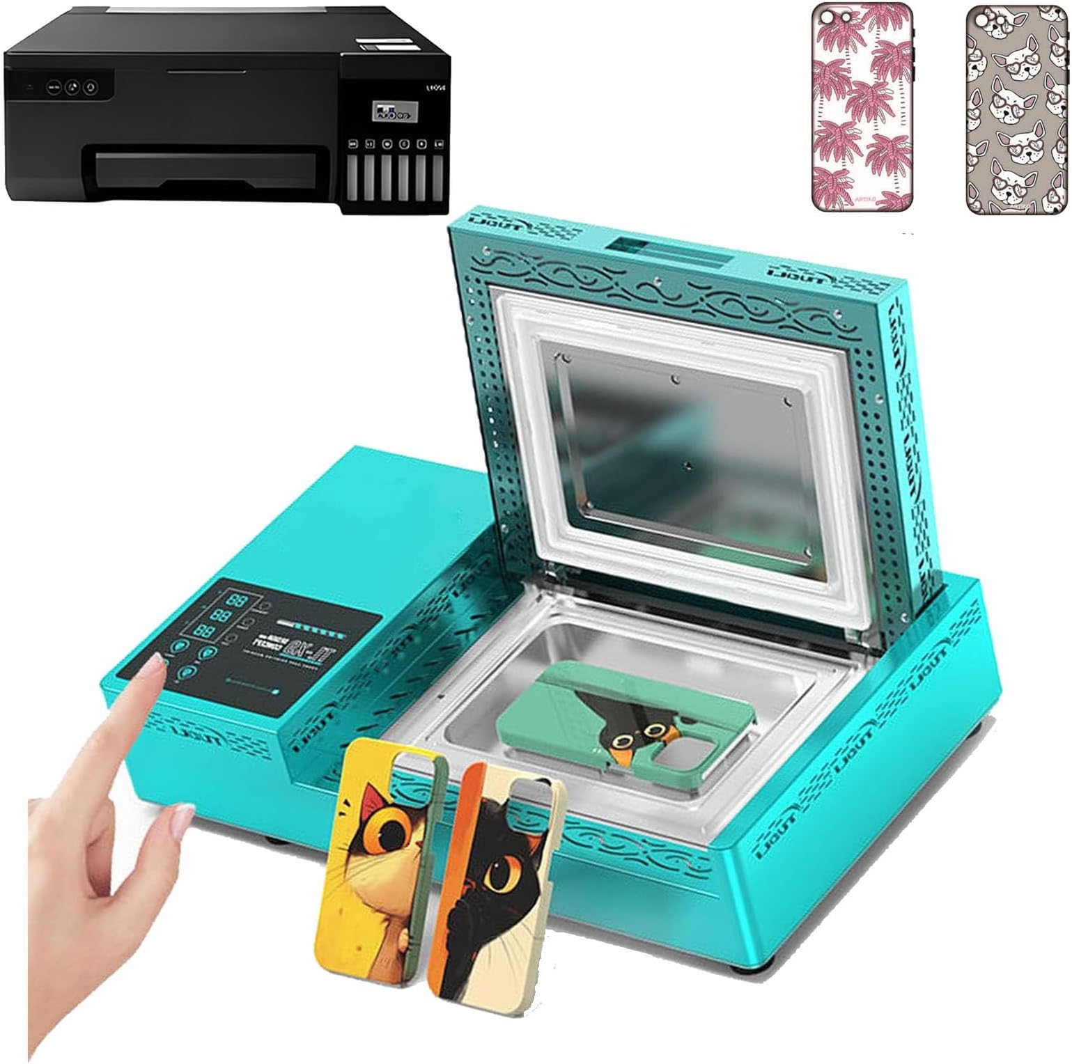 3D Phone Case Heat Press Kit with 2 Molds,20 Cases | 180℃ Fast Heat Sublimation Printing Presses,Silent Printing,Thermal Transfer Printing,for DIY Custom Cases WithPrinter