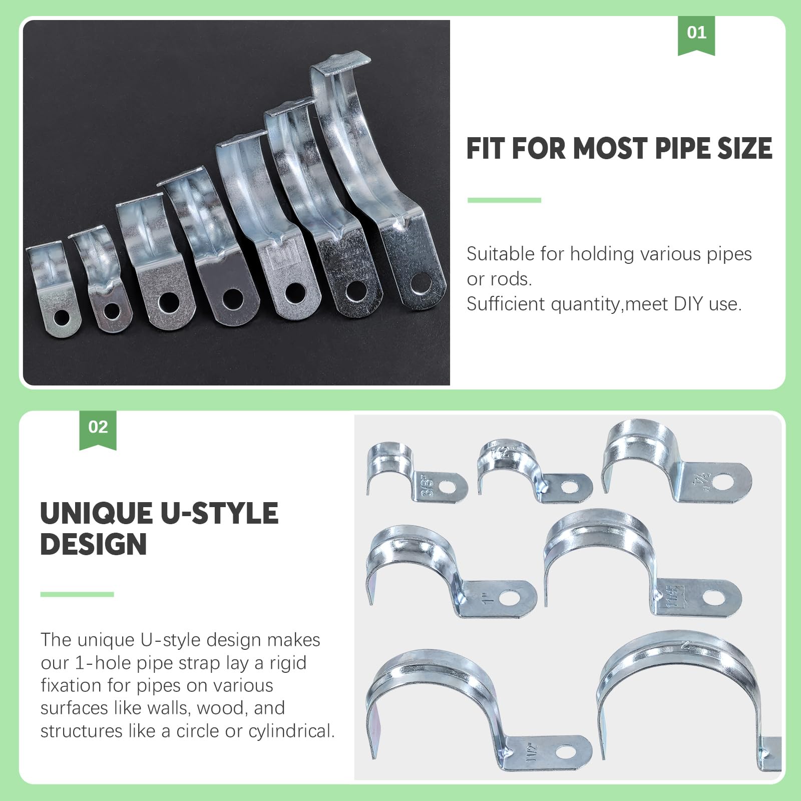 Keadic 30Pcs 1-1/4 Inch One Hole Pipe Straps Set Zinc Plated Steel EMT Pipe Straps with 1 Hole - Image 4