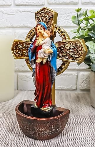 Miniatura 6 de Ebros Gift Virgen Madre María Virgen Nuestra Señora de Gracia con Niño Jesús montado en la pared o escritorio Placa de tocador Fuente de agua