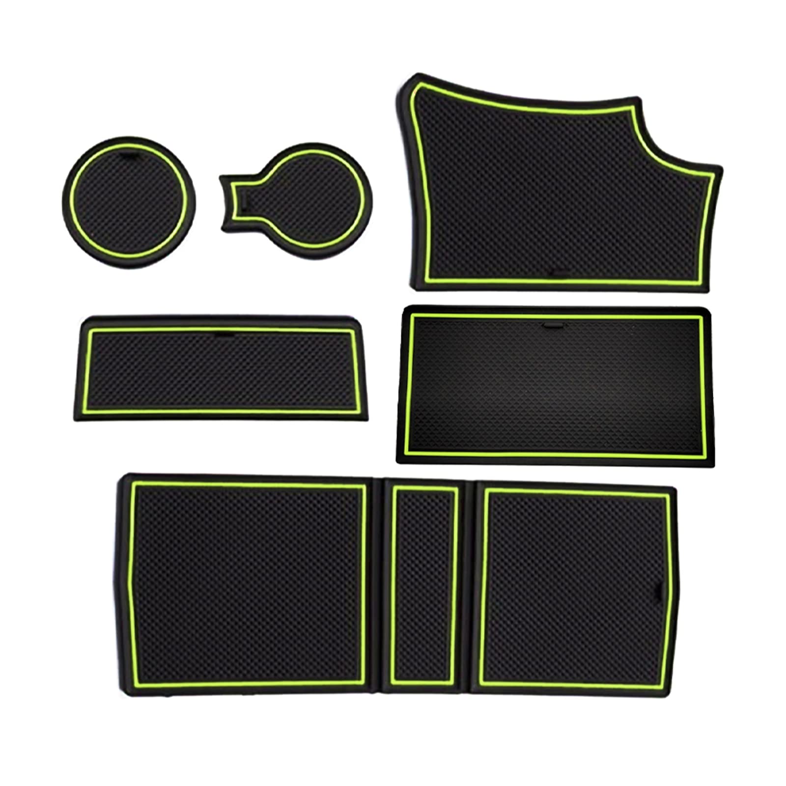 GAFAT Peugeot 208 e-208/ Peugeot 2008 e-2008 2020-2024 2025 Tapis Antidérapants, Peugeot 2008 2023 Restyling Console Centrale Accoudoir en Caoutchouc, Porte-Gobelets, Couture de Porte (Jaune-Vert 1)